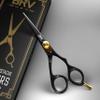 BRV MEN Professional Mustache & Beard Trimming Scissors - 5.5" | High Carbon Stainless Steel & Hammer Forged Mustache Scissors | Razor Sharp Facial Hair Trimming Shears (RIGHT HANDED - Black) view 3