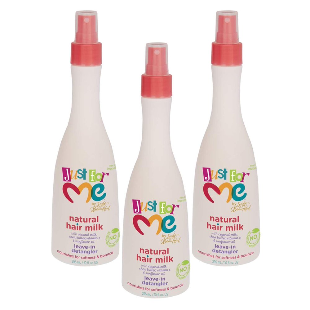 Just For Me Natural Hair Milk Detangler (3 Pack) - Detangles & Helps Prevent Breakage, For All Hair Textures, Contains Coconut Milk, Shea Butter & Sunflower Oil, Restores Moisture, Shine, 10 oz