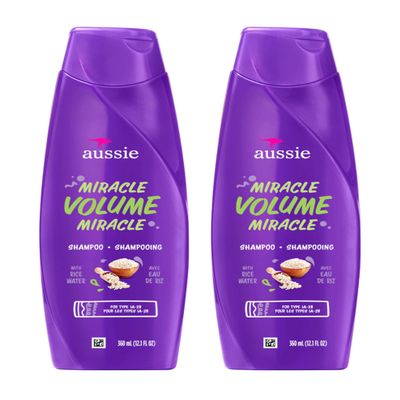 Aussie For Fine Hair, Paraben-free Miracle Volume Shampoo, W/Plum and Bamboo, 12.1 oz (Pack of 2)