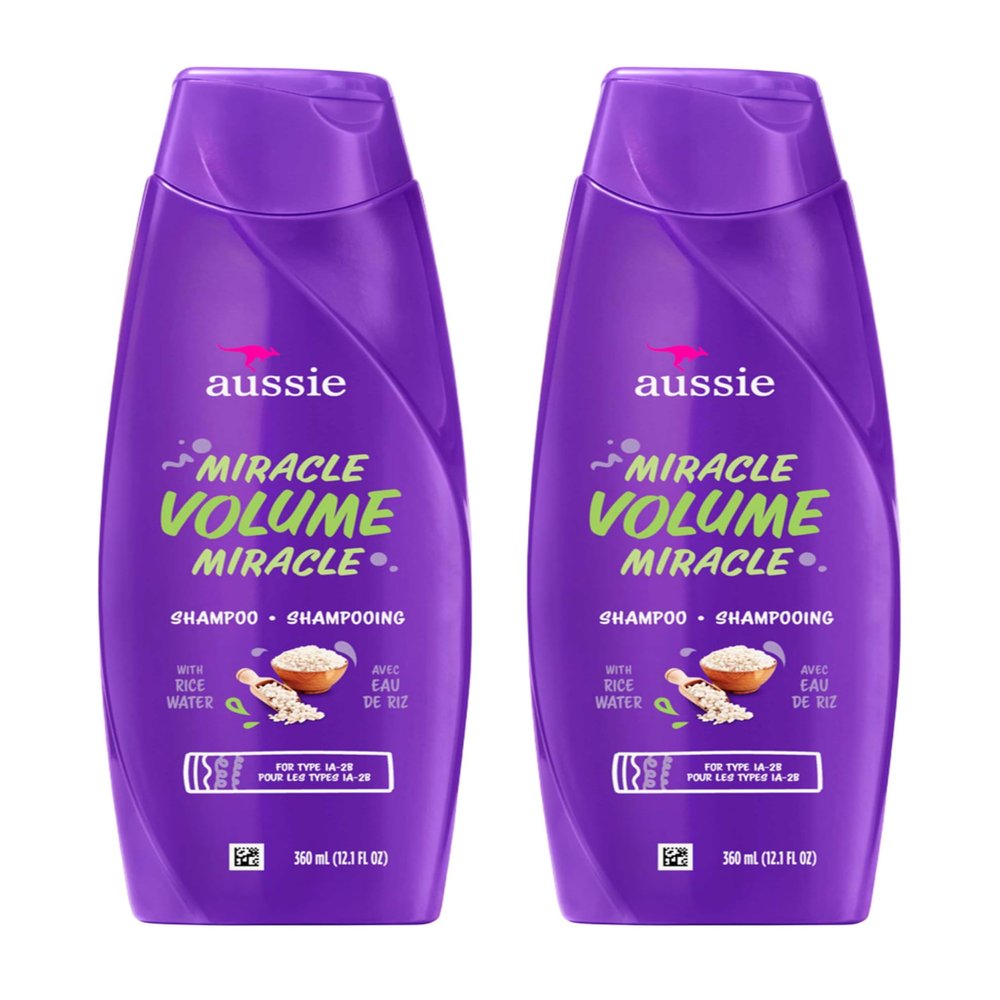 Aussie For Fine Hair, Paraben-free Miracle Volume Shampoo, W/Plum and Bamboo, 12.1 oz (Pack of 2)
