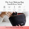 KUSSHI Washable Travel Makeup Bag for Purse (Everyday, Satin Black/Red) view 2