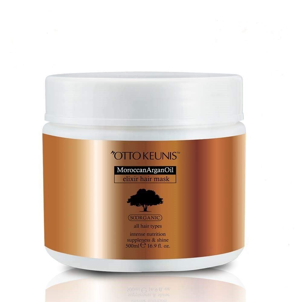 Otto Keunis Natural Moroccan Argan Oil Elixir Hair Mask Treatment Deep Conditioner Moisturizing All Hair Types Treatment - 500 Ml. 16.9 Fl.oz.