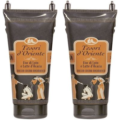 Tesori d'Oriente:"Fior di Loto" Lotus Flower and Acacia Milk Shower Cream 8.45fl.oz (250ml) Packages (Pack of 2) [ Italian Import ]