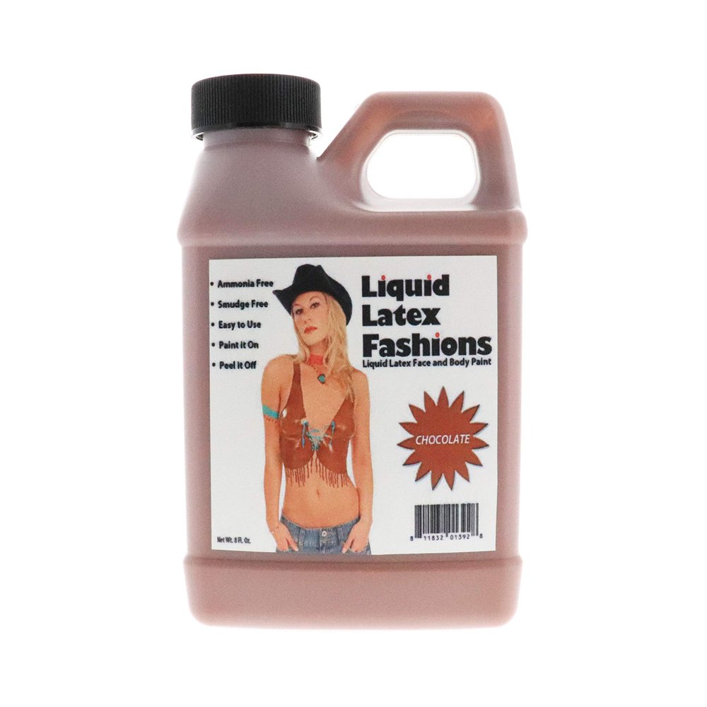 Chocolate 8 Oz - Liquid Latex Body Paint, Ammonia Free No Odor, Easy On and Off, Cosplay Makeup, Creates Professional Monster, Zombie Arts