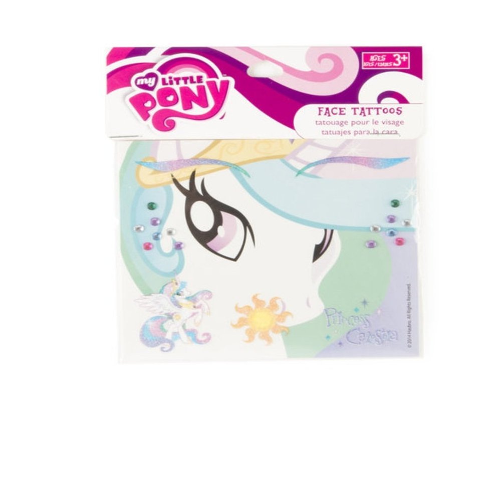 My Little Pony Princess Celestia Glittery Temporary Face Tattoos
