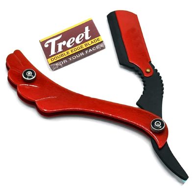 AAProTools Red And Black Hair Straight Edge Barber Steel Razors Folding Shaving BTS-189