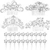 24 Pieces Wedding Hair Comb Rhinestone Hair Pins Bridal Pearl Hair Clips Side Hair Accessories U Shaped Pearl Hair Pins for Brides Bridesmaids view 1
