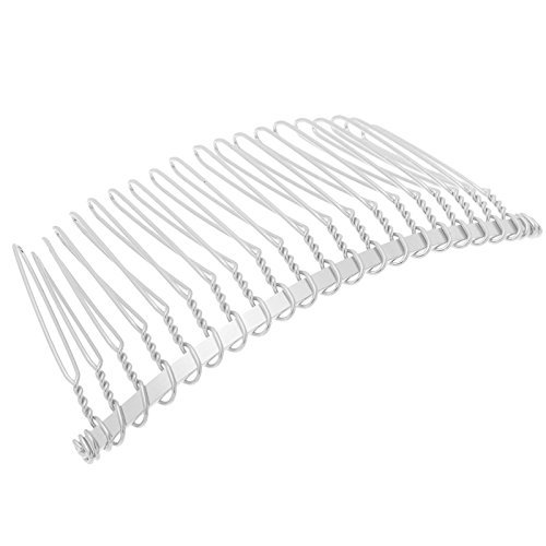 7.7x3.6cm Metal Hair Comb with Teeth-20pcs/lot (Silver)