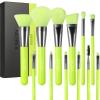 Docolor Makeup Brushes 10Pcs Makeup Brush Set Premium Synthetic Powder Kabuki Foundation Contour Blush Concealer Eye Shadow Blending Liner Make Up Brush Kit - Neon Green view 1