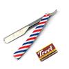 AAProTools Barber Straight Razor Kit - Durable Barber Straight Edge Razor Kit with 20 Pre-Cut Straight Razor Blades, Straight Razor Shaving Kit (Red,White,Blue) view 1
