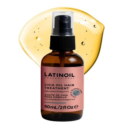 LATINOIL Chia Oil 2 oz / 60 ml - Instant Repair For Damaged Hair - Eliminates Frizz, Dryness - Adds Silkiness - Absorbs Fully & Quickly - Color Safe - Read our REAL Reviews