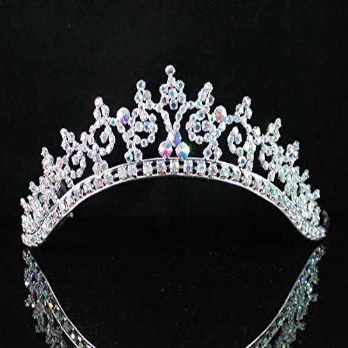 Sexy Ab White Austrian Rhinestone Crystal Crown Tiara Combs Bridal Wedding T301a