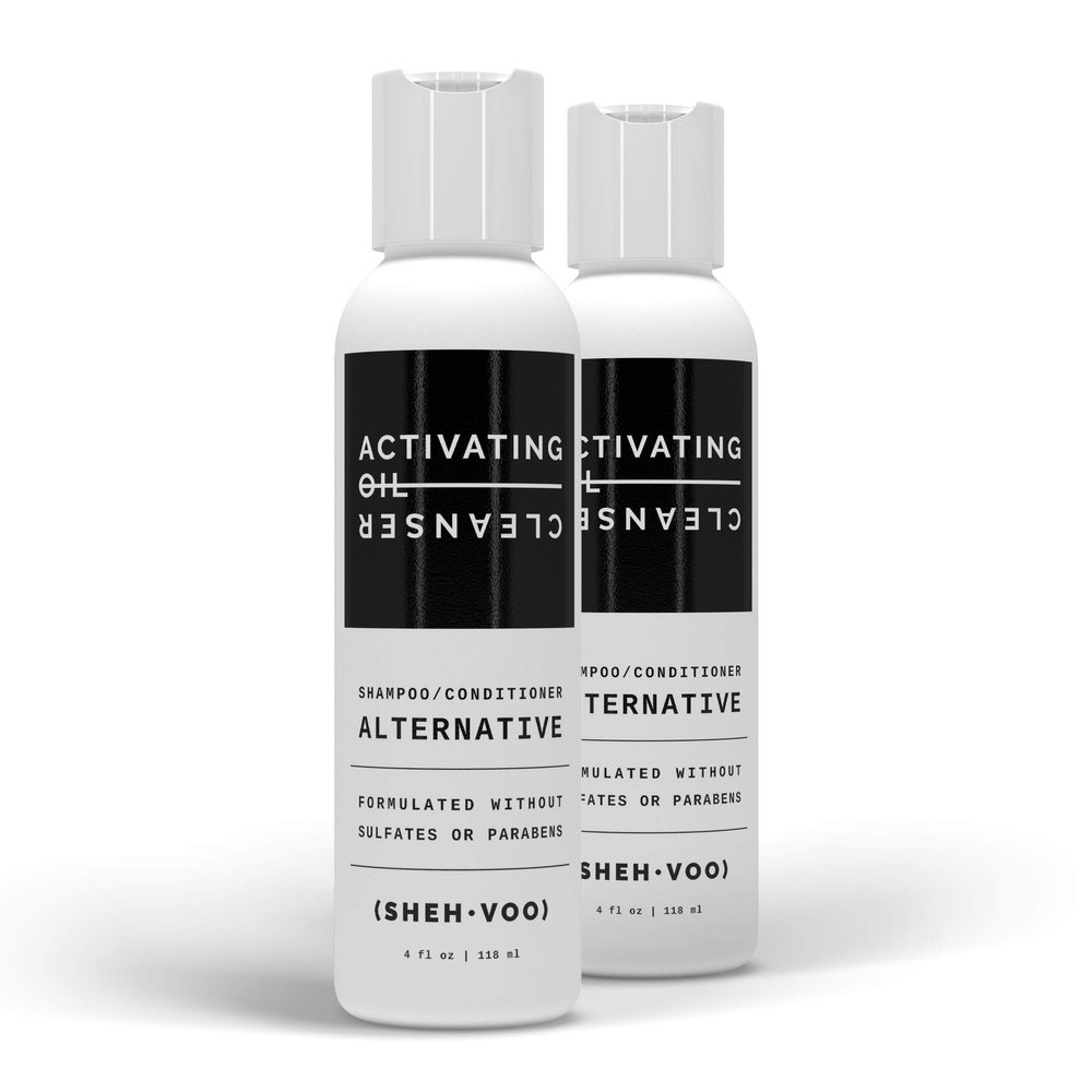 (SHEHVOO) AOC DUO Kit - (2) Activating Oil Cleansers - 2 in 1 Hair Wash - Shampoo/Conditioner Alternative - Sulfate & Paraben Free (4 fl oz Each)