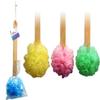 4pk 15" Long Wooden Handle Back Scrubber Bath Shower Mesh Sponge Exfoliating Body Brush Wash Nylon Puff Spa view 1
