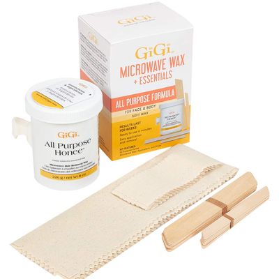 GiGi Microwave Wax Kit - All Purpose Honee Soft Wax Hair Removal Kit for Face & Body, Includes Wax, Strips, and Applicators, Easy At-Home Waxing, 1 Set
