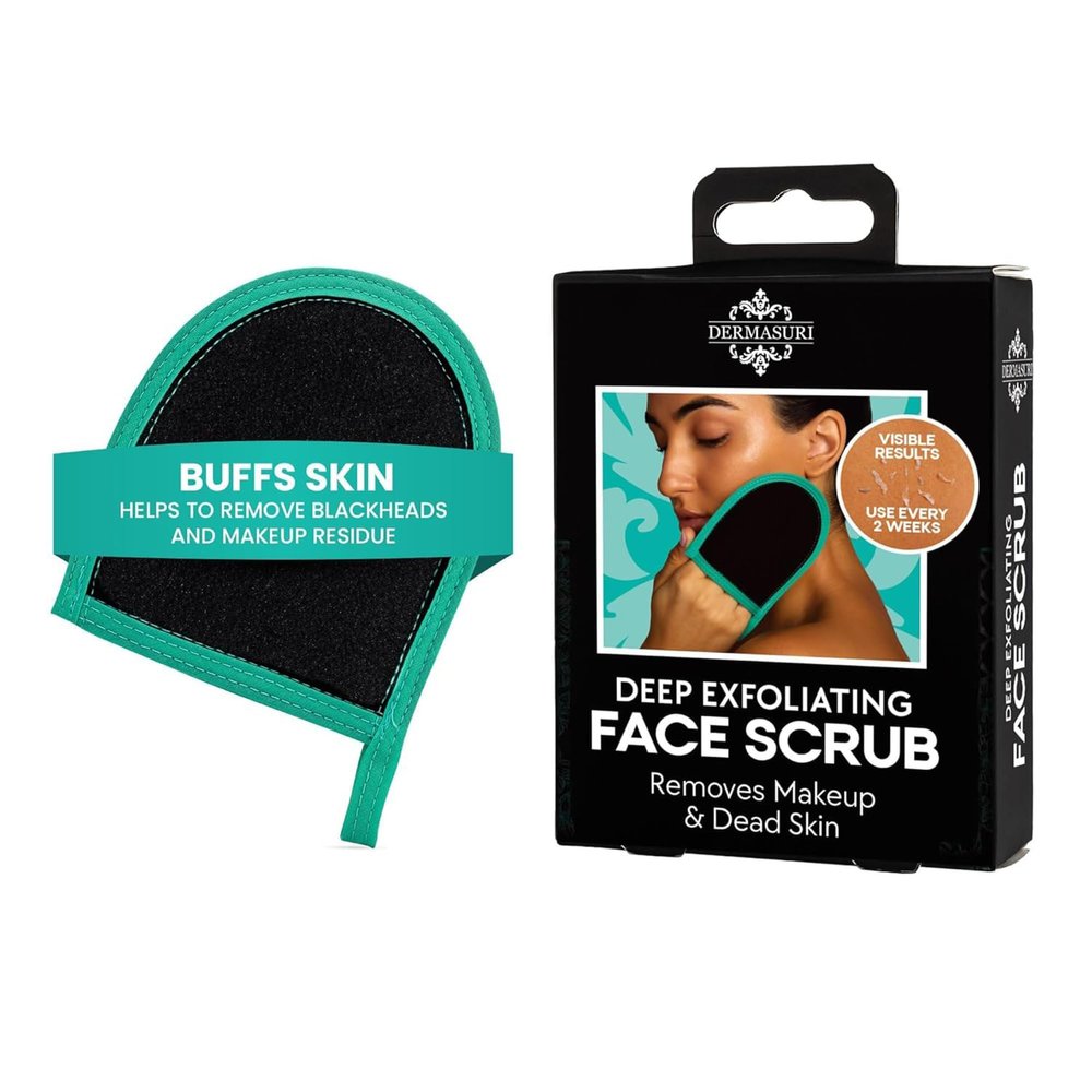 Dermasuri Deep Exfoliating Face Mitt - Scrubber, Dead and Dry Skin Remover for Men and Women - Exfoliator Gloves for Shower and Dry Use - ( 1 Pack)