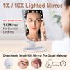 COSMIRROR Lighted Makeup Vanity Mirror with 10X Magnifying Mirror, 21 LED Lighted Mirror with Touch Sensor Dimming, 180Adjustable Rotation, Dual Power Supply, Portable Cosmetic Mirror (White) view 2