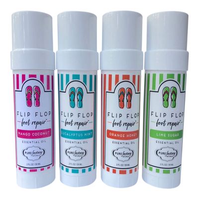 Foot Balm Moisturizer For Rough Heels & Dry, Cracked Feet  Flip Flop Foot Repair Bundle  4 Pack  Mango Coconut, Lime Sugar, Orange Honey, Eucalyptus Mint
