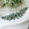 Denifery Emerald Wedding Hair Piece Green Hair Vine Bridal Gold Jewelry Headpiece Wedding Hair Accessories view 3