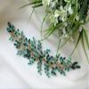 Denifery Emerald Wedding Hair Piece Green Hair Vine Bridal Gold Jewelry Headpiece Wedding Hair Accessories view 4