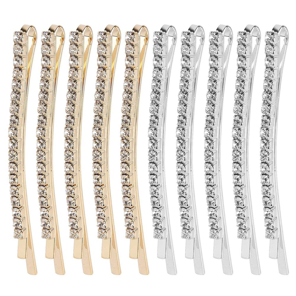 20 Pieces Rhinestone Bobby Pins Crystal Hair Clips Gold and Silver Diamond Hair Pin Sparkling Hair Barettes Sytling Decorative Accessories for Women and Girls
