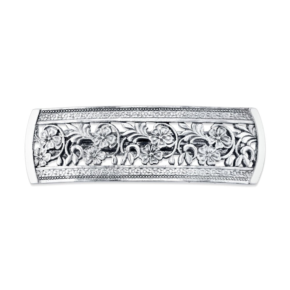 1928 Jewelry Flower Designed Bar 4 Inch Hair Barrette Clip For Women, (1 Pcs)