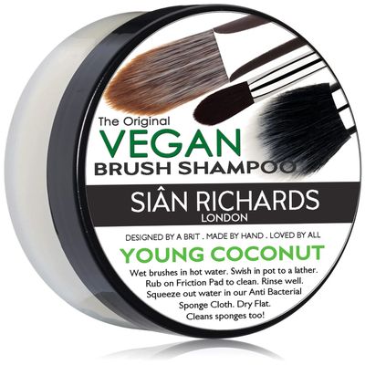 SIN RICHARDS London Vegan Young Coconut Brush Shampoo | Solid Makeup Brush & Sponge Cleaner, Vegan Makeup Brush Cleanser, 2oz