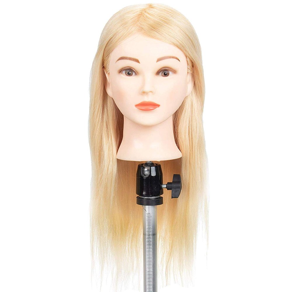 GEX 100% Human Hair Mannequin Head Blonde Training Practice Head for Styling Dying Cutting 613#Blonde (20)