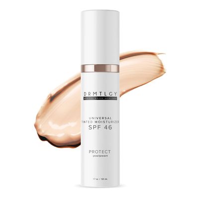 DRMTLGY Anti-Aging Tinted Moisturizer SPF 46  Sheer Face Sunscreen & Lightweight Makeup with Broad Spectrum UV Protection  Hydrating Skin Care & Face Moisturizer  1.7 oz