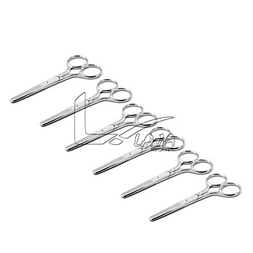 LAJA Imports Lot Of 6 Pcs Safety Nose Ear Moustache Beard Hair Baby Craft Pet Scissors (Silver Color)