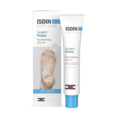 ISDIN Foot Care Cream, Uradin Podos Gel Oil, Repairs and Hydrates Dry and Cracked Feet, 10% Urea, Fast Absorbing, Dermatologically Tested, 2.5 Fl Oz