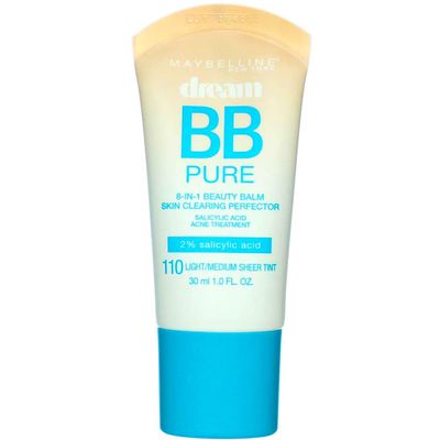 Maybelline New York Dream Pure BB Cream 8-in-1 Skin Clearing Perfector, Light/Medium 1 oz (Pack of 2)