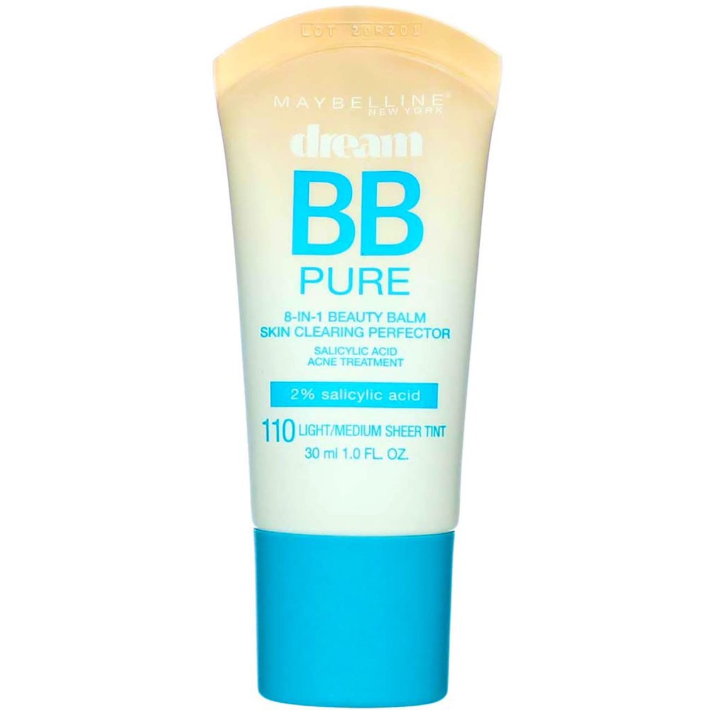 Maybelline New York Dream Pure BB Cream 8-in-1 Skin Clearing Perfector, Light/Medium 1 oz (Pack of 2)