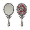 SEHAMANO HOME Vintage Hand Mirror with Embossed Rose on The Back Handheld Makeup Beauty Metal Mirror Compact Purse Small Mirror (Tin (Matt Silver)) view 1