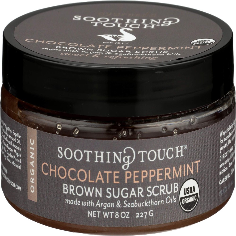 Soothing Touch Organic Herbal Brown Sugar Scrub, Chocolate Peppermint, 8 Oz