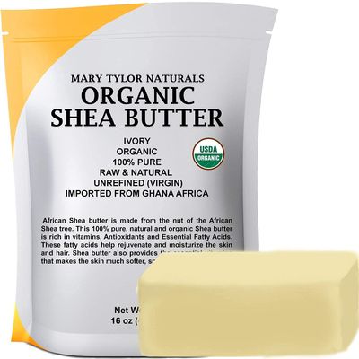 Mary Tylor Naturals Organic Shea Butter 1 lb USDA Certified Raw, Unrefined, Ivory From Ghana Africa Great for Hair, Skin and all your DIY Projects