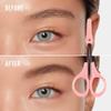 4" Curved Craft Scissors Stainless Steel Unisex Eyebrow Kit Eyebrow Scissors, Slant Tweezers And Eyebrow Brush for Eyebrow Eyelash Extensions Pink Set view 3