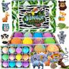 Bath Bombs for Kids with Surprise Inside, 12 Bubble Bath Fizzies with Jungle Animal Toys. Moisturizing, Gentle & Kids Safe, Rainbow Spa Bath Fizz, Birthday Gifts for Boys, Girls view 1