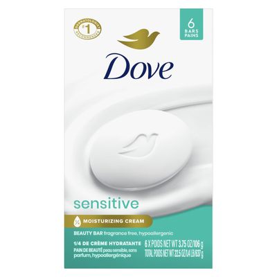 Dove Beauty Bar Soap Sensitive, 3.75 oz 6 Bars