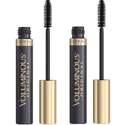 LOreal Paris Original Voluminous Mascara, Building Mascara Volume and Length Formula, Washable, Blackest Black, 0.28 Fl Oz., 2 Count
