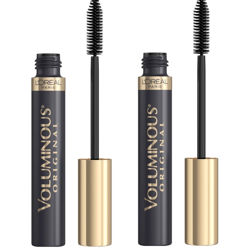 LOreal Paris Original Voluminous Mascara, Building Mascara Volume and Length Formula, Washable, Blackest Black, 0.28 Fl Oz., 2 Count