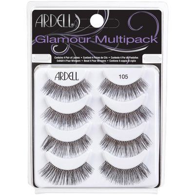 Ardell False Eyelashes Glamour Multipack 105 - Lightweight, Natural Looking Strip Lashes, Reusable Fake Lashes, 4 Pairs, 1 Pack