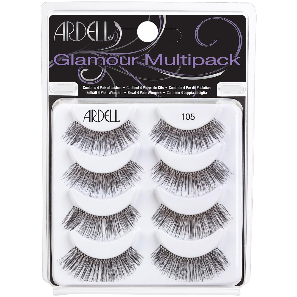 Ardell False Eyelashes Glamour Multipack 105 - Lightweight, Natural Looking Strip Lashes, Reusable Fake Lashes, 4 Pairs, 1 Pack