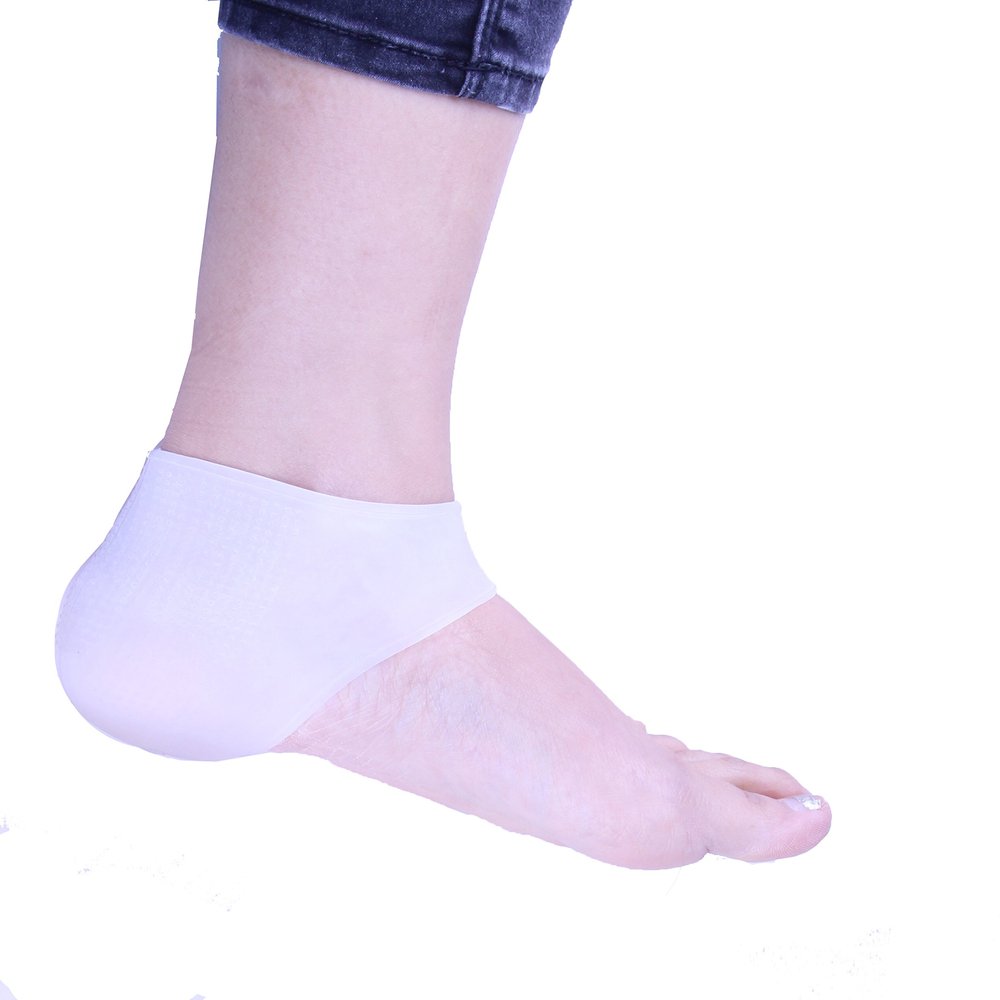 1pair Gel Heel Sleeve Moisturizing Silicone Heel Ankle Sleeve for Pain Relief Cushion (White)