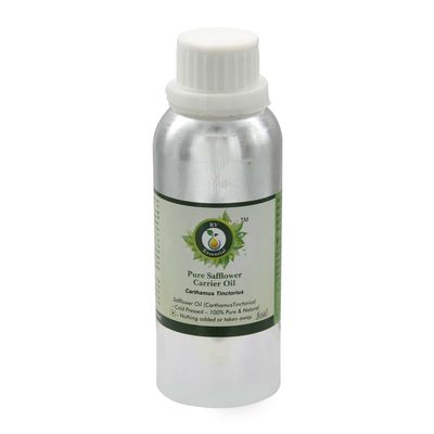R V Essential Safflower Oil | Carthamus Tinctorius | For Skin | For Cooking | Unrefined | For Painting | For Face | For Hair | For Skin | 100% Pure Natural | Cold Pressed | 630ml | 21oz