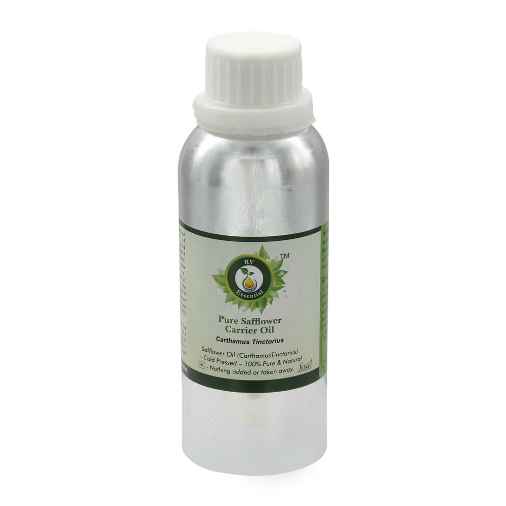 R V Essential Safflower Oil | Carthamus Tinctorius | For Skin | For Cooking | Unrefined | For Painting | For Face | For Hair | For Skin | 100% Pure Natural | Cold Pressed | 630ml | 21oz