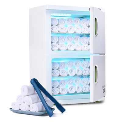 BYOOTIQUE Hot Towel Warmer Cabinet for Barber Shop, 46L Extra Large Capacity, 2in1 Professional Double Door Towel Warmer Heater Machine for Massage,Barbers,Facial Spa, Hair Salon, Estheticians, White