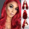 Red Lace Front Wigs for Women Pastel Red Lave Front Wigs Pre Plucked Hairline Long Wavy Glueless Lace WIg Synthetic Heat Resistant Fiber Hair Middle Parting Wave Hot Red Wigs Drag Cosplay 24inch view 1