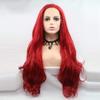Red Lace Front Wigs for Women Pastel Red Lave Front Wigs Pre Plucked Hairline Long Wavy Glueless Lace WIg Synthetic Heat Resistant Fiber Hair Middle Parting Wave Hot Red Wigs Drag Cosplay 24inch view 3