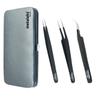 3 Pcs Kit of Eyelash Extension Tweezers with Magnetic Kit - Made In Surgical Stainless Steel (Black Matt Powder Coated) view 1